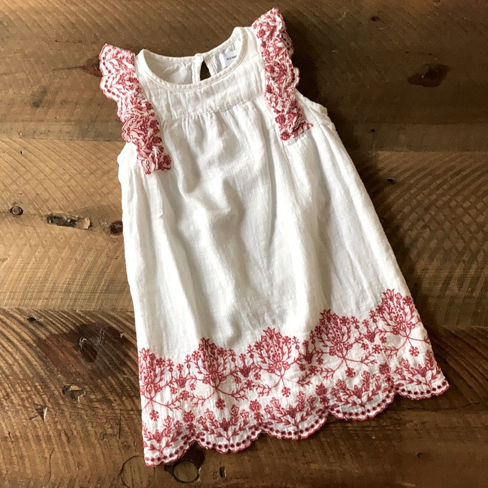 OLD NAVY Embroidered Cotton Shift Dress, XS (size 5)